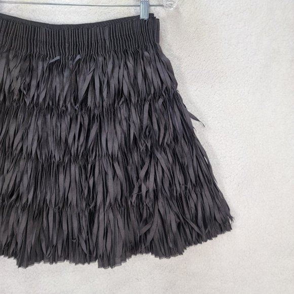 Harvey Nichols Black Willow Laser Cut Fringe Pleated Designer A Line Mini - Picture 4 of 16